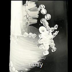 Antique Victorian Mary Gregory Optic Swirl Glass Vase Lady Long Auburn Hair