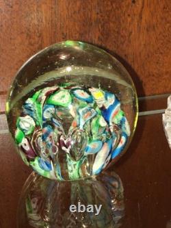 Antique Victorian Millefiori Paperweight Art Glass Concentric Flowers End of Day Antique Victorian Millefiori Paperweight Art Glass Concentric Flowers End of Day