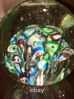 Antique Victorian Millefiori Paperweight Art Glass Concentric Flowers End of Day Antique Victorian Millefiori Paperweight Art Glass Concentric Flowers End of Day