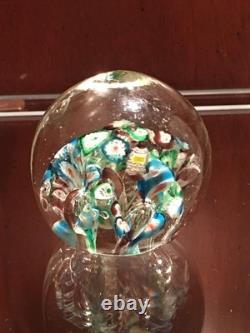 Antique Victorian Millefiori Paperweight Art Glass Concentric Flowers End of Day Antique Victorian Millefiori Paperweight Art Glass Concentric Flowers End of Day
