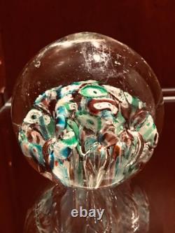 Antique Victorian Millefiori Paperweight Art Glass Concentric Flowers End of Day Antique Victorian Millefiori Paperweight Art Glass Concentric Flowers End of Day