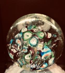Antique Victorian Millefiori Paperweight Art Glass Concentric Flowers End of Day Antique Victorian Millefiori Paperweight Art Glass Concentric Flowers End of Day