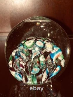 Antique Victorian Millefiori Paperweight Art Glass Concentric Flowers End of Day Antique Victorian Millefiori Paperweight Art Glass Concentric Flowers End of Day