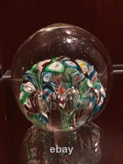 Antique Victorian Millefiori Paperweight Art Glass Concentric Flowers End of Day Antique Victorian Millefiori Paperweight Art Glass Concentric Flowers End of Day