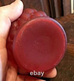 Antique Victorian Miniature Red Satin Art Glass Kero / Oil Lamp