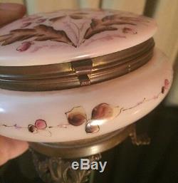 Antique Victorian Moser Opaline Glass Enameled Box Casket Ormolu Mounted c. 1900