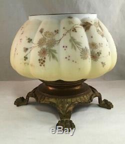 Antique Victorian Mt Washington Glass Melon Ribbed Crown Milano Oil Lamp Base