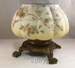 Antique Victorian Mt Washington Glass Melon Ribbed Crown Milano Oil Lamp Base