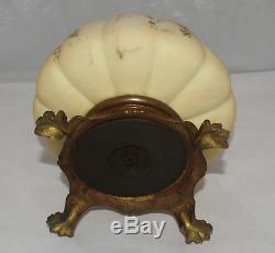 Antique Victorian Mt Washington Glass Melon Ribbed Crown Milano Parlor Oil Lamp
