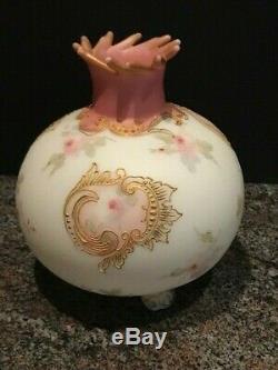 Antique Victorian Mt. Washington Heavy Gilded Gold Enameled Crown Milano Vase