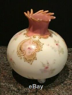 Antique Victorian Mt. Washington Heavy Gilded Gold Enameled Crown Milano Vase