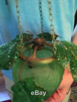 Antique Victorian Murano Or Czech Glass Grape Cluster Hanging candle lamp
