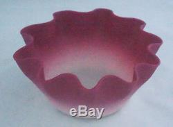 Antique Victorian New England Glass Peach Blow Art Glass Ruffled Rim Bowl