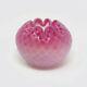 Antique Victorian Opalescent Pink Dimond Quilted Hand Blown Art Glass Rose Bowl