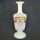 Antique Victorian Opaline Hand Painted Enamel Jeweled Vase 7 3/8