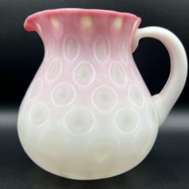 Antique Victorian Peachblow Thumbprint Art Glass Pitcher