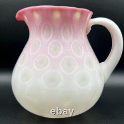 Antique Victorian Peachblow Thumbprint Art Glass Pitcher Antique Victorian Peachblow Thumbprint Art Glass Pitcher