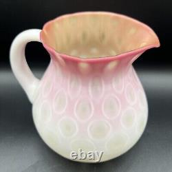 Antique Victorian Peachblow Thumbprint Art Glass Pitcher Antique Victorian Peachblow Thumbprint Art Glass Pitcher