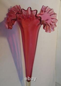 Antique Victorian Pink Art Glass Replacement Epergne Vase Horn Trumpet 15 Tall