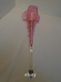 Antique Victorian Pink Art Glass Replacement Epergne Vase Horn Trumpet 16 Tall