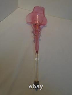 Antique Victorian Pink Art Glass Replacement Epergne Vase Horn Trumpet 16 Tall Antique Victorian Pink Art Glass Replacement Epergne Vase Horn Trumpet 16 Tall
