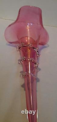 Antique Victorian Pink Art Glass Replacement Epergne Vase Horn Trumpet 16 Tall Antique Victorian Pink Art Glass Replacement Epergne Vase Horn Trumpet 16 Tall