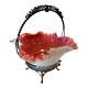 Antique Victorian Pink Cranberry Glass Overlay Wedding Bride's Basket