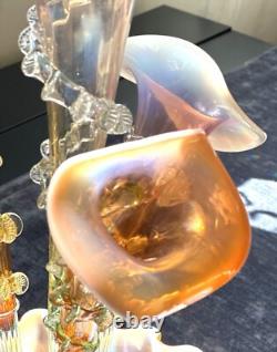 Antique Victorian Pink Opalescent Art Glass Epergne Antique Victorian Pink Opalescent Art Glass Epergne