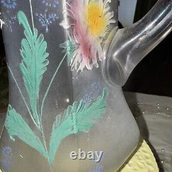 Antique Victorian Pitcher Hand Blown Art Glass 4 Glasses Antique Victorian Pitcher Hand Blown Art Glass 4 Glasses