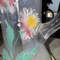 Antique Victorian Pitcher Hand Blown Art Glass 4 Glasses Antique Victorian Pitcher Hand Blown Art Glass 4 Glasses