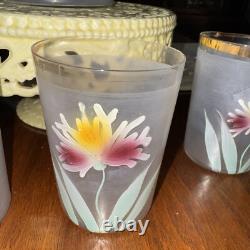 Antique Victorian Pitcher Hand Blown Art Glass 4 Glasses Antique Victorian Pitcher Hand Blown Art Glass 4 Glasses