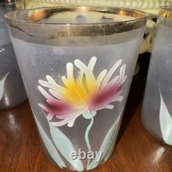 Antique Victorian Pitcher Hand Blown Art Glass 4 Glasses Antique Victorian Pitcher Hand Blown Art Glass 4 Glasses