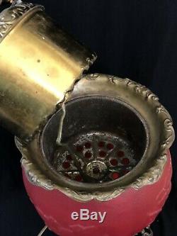 Antique Victorian Pittsburgh Poppy art glass Banquet GONE WITH THE WIND LAMP