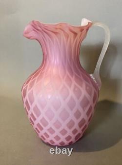 Antique Victorian Quilted Art Glass Pitcher