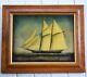 Antique Victorian Reverse Painted Glass Schooner'georgia' 1853, Ship Painting