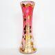 Antique Victorian Rubina Glass Vase Withhand Enameled Gilt Florals 10.25