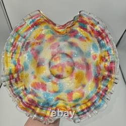 Antique Victorian Ruffled Art Glass Brides Basket Bowl