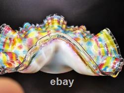 Antique Victorian Ruffled Art Glass Brides Basket Bowl