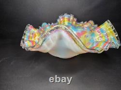 Antique Victorian Ruffled Art Glass Brides Basket Bowl