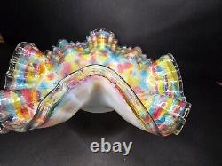 Antique Victorian Ruffled Art Glass Brides Basket Bowl