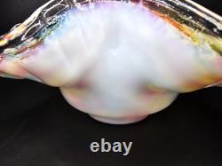 Antique Victorian Ruffled Art Glass Brides Basket Bowl