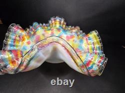 Antique Victorian Ruffled Art Glass Brides Basket Bowl