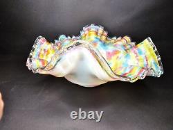 Antique Victorian Ruffled Art Glass Brides Basket Bowl