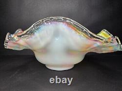 Antique Victorian Ruffled Art Glass Brides Basket Bowl