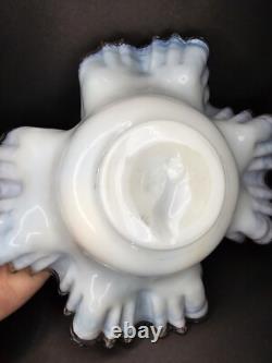 Antique Victorian Ruffled Art Glass Brides Basket Bowl