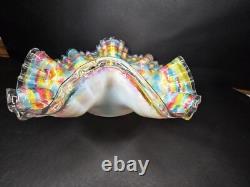 Antique Victorian Ruffled Art Glass Brides Basket Bowl