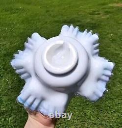 Antique Victorian Ruffled Art Glass Brides Basket Bowl