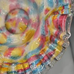 Antique Victorian Ruffled Art Glass Brides Basket Bowl