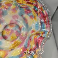 Antique Victorian Ruffled Art Glass Brides Basket Bowl
