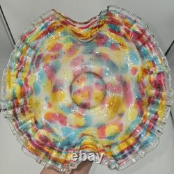 Antique Victorian Ruffled Art Glass Brides Basket Bowl